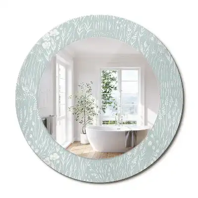 Miroir rond avec décoration escargot dans la prairie