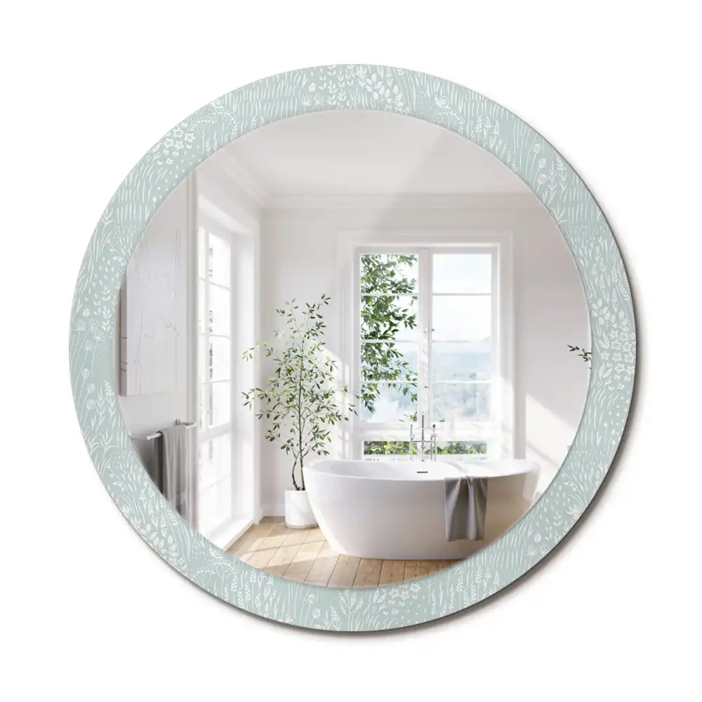 Miroir rond avec décoration escargot dans la prairie
