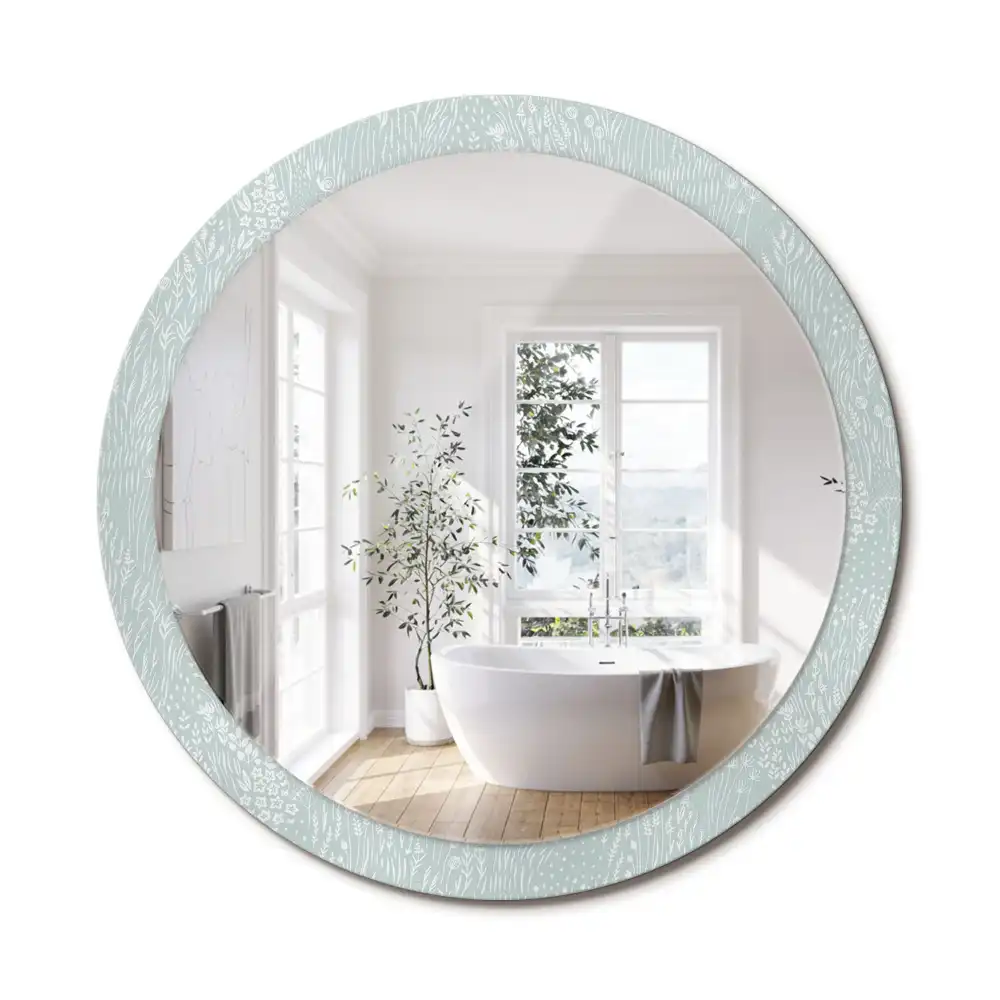 Miroir rond avec décoration escargot dans la prairie