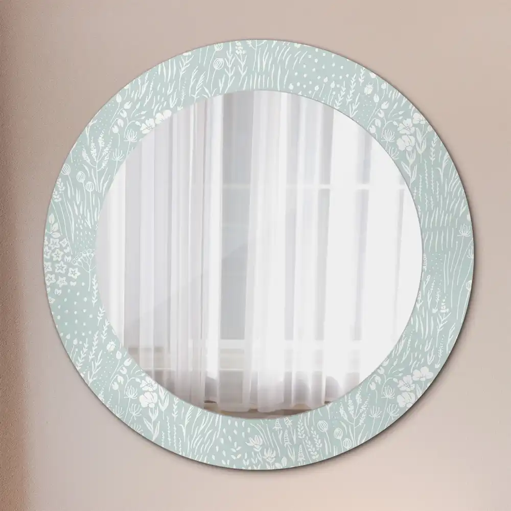 Miroir rond avec décoration escargot dans la prairie