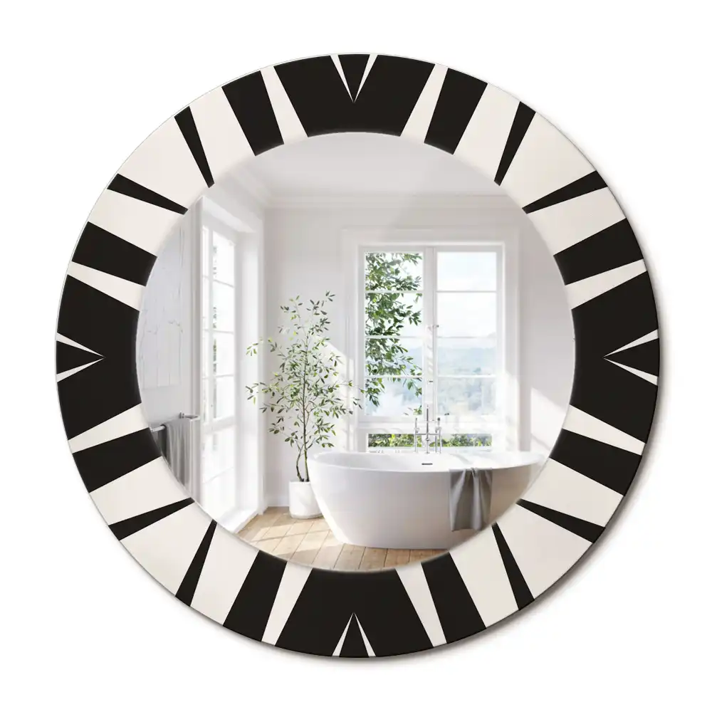 Miroir rond cadre avec impression géométrie abstraite