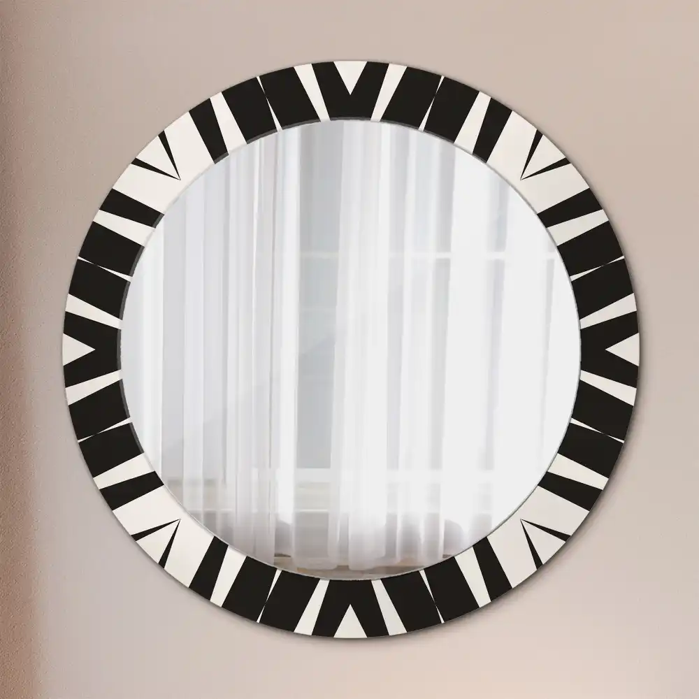Miroir rond cadre avec impression géométrie abstraite