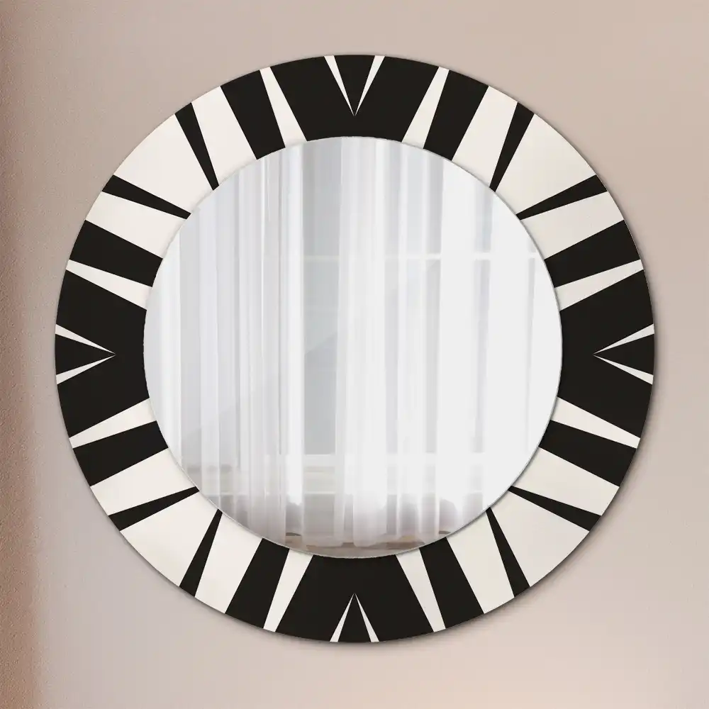 Miroir rond cadre avec impression géométrie abstraite