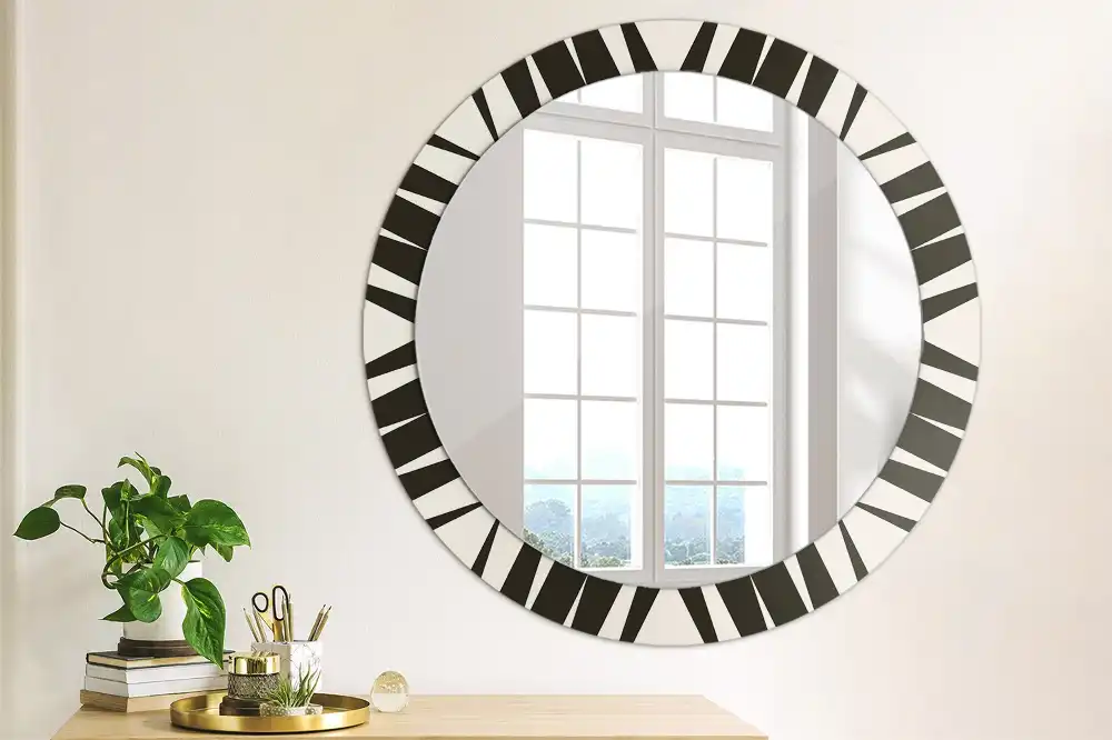 Miroir rond cadre avec impression géométrie abstraite