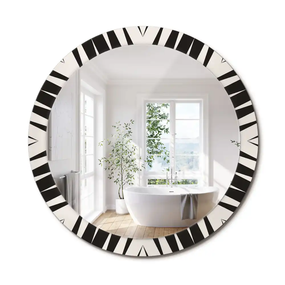 Miroir rond cadre avec impression géométrie abstraite
