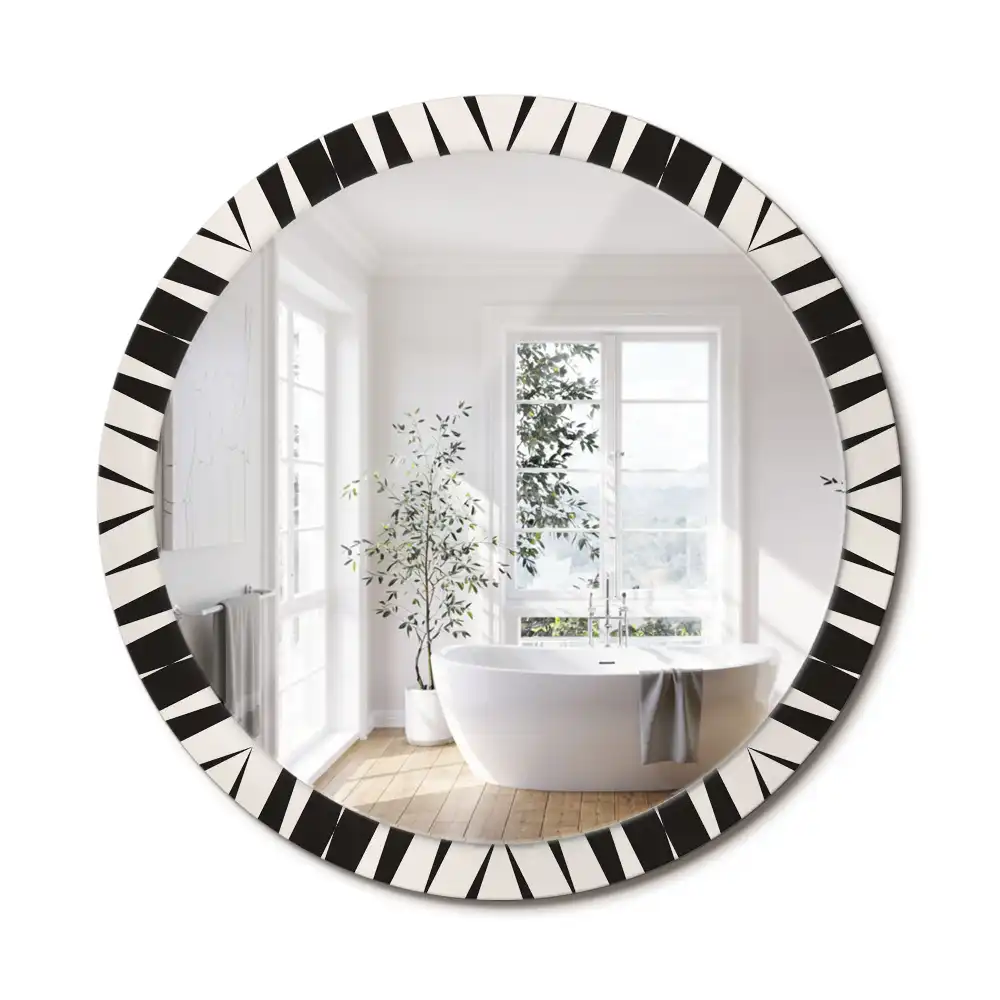 Miroir rond cadre avec impression géométrie abstraite
