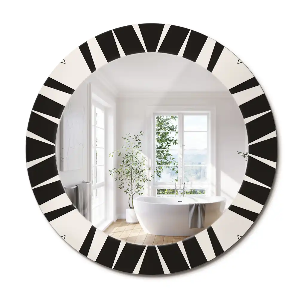 Miroir rond cadre avec impression géométrie abstraite
