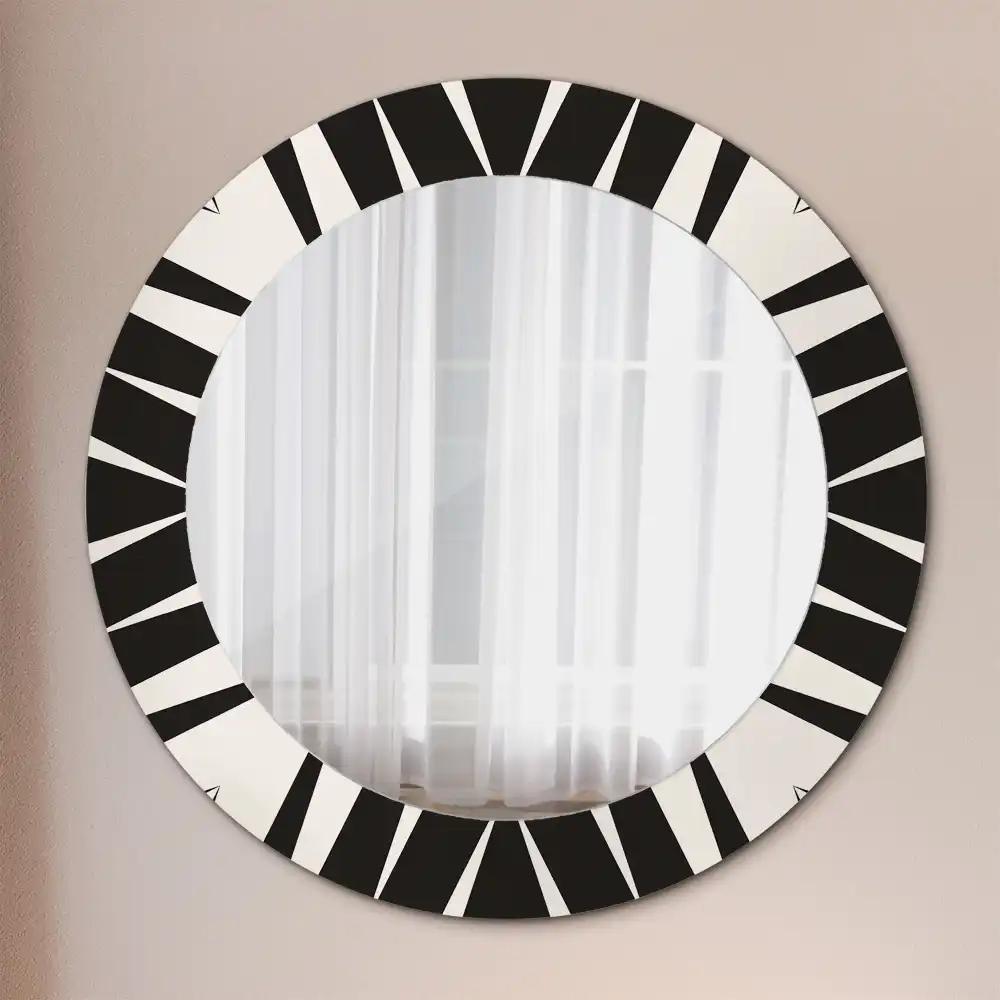 Miroir rond cadre avec impression géométrie abstraite