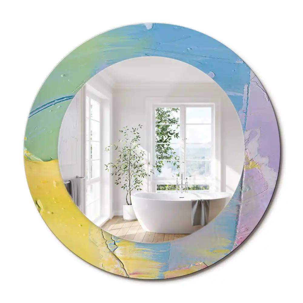 Miroir rond avec décoration texture de peinture à l'huile
