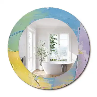 Miroir rond avec décoration texture de peinture à l'huile