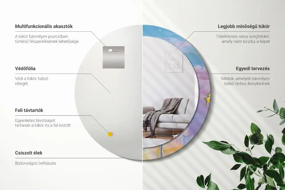 Miroir rond avec décoration texture de peinture à l'huile