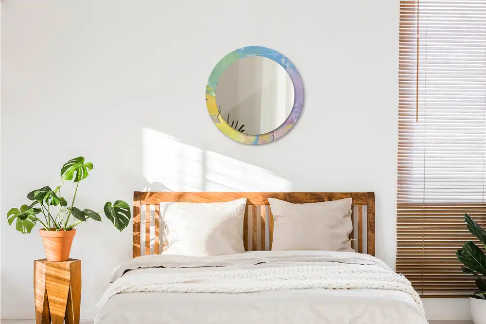 Miroir rond avec décoration texture de peinture à l'huile