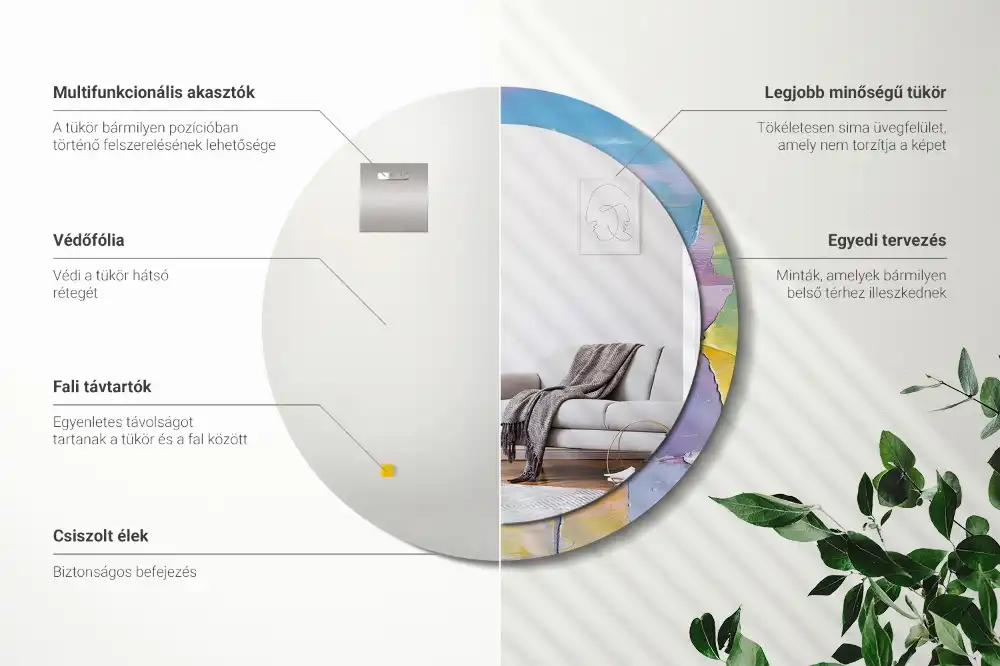 Miroir rond avec décoration texture de peinture à l'huile