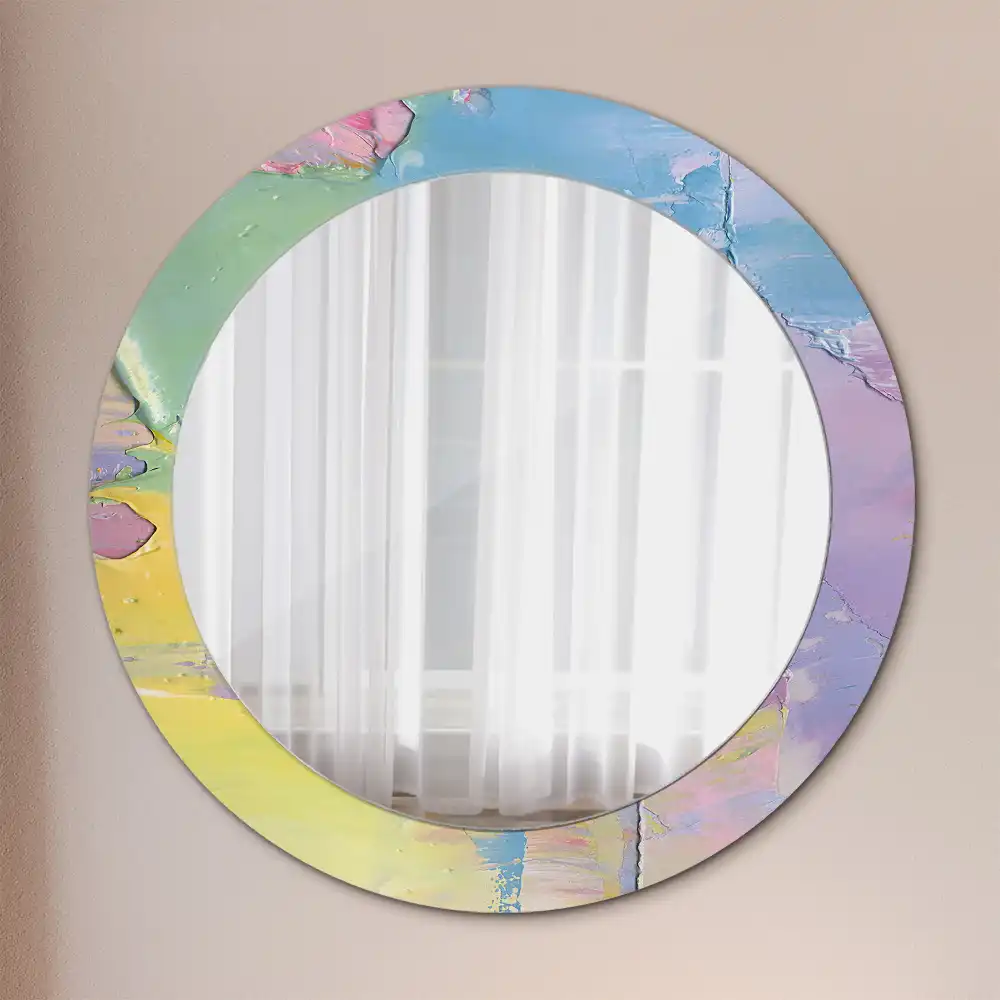 Miroir rond avec décoration texture de peinture à l'huile