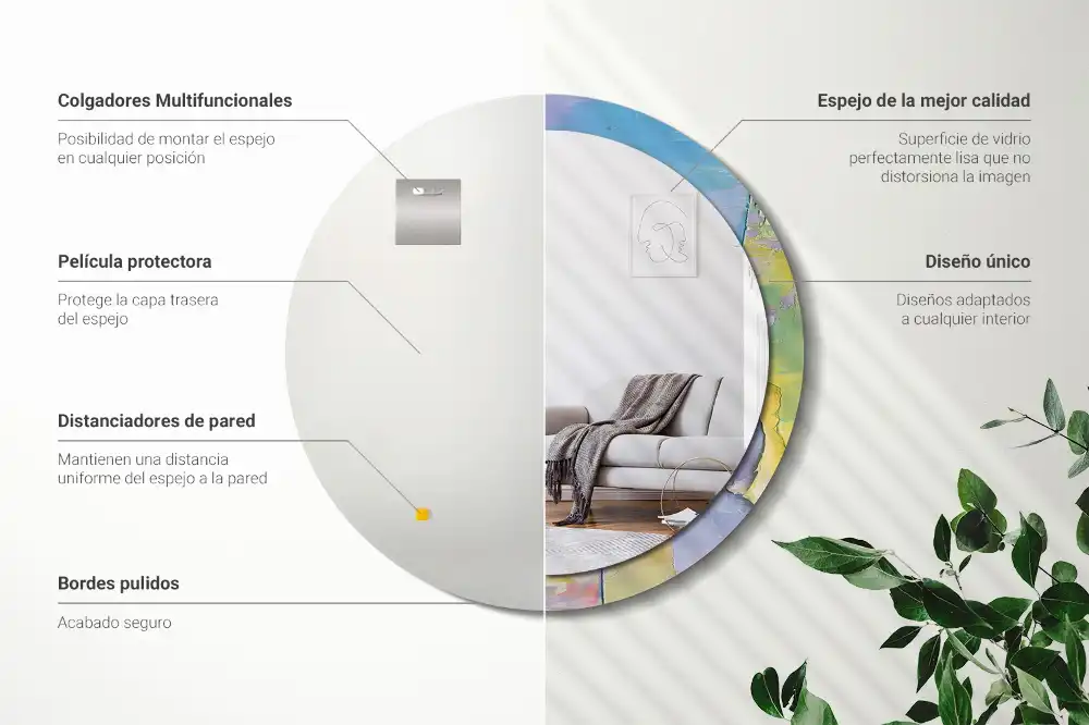 Miroir rond avec décoration texture de peinture à l'huile