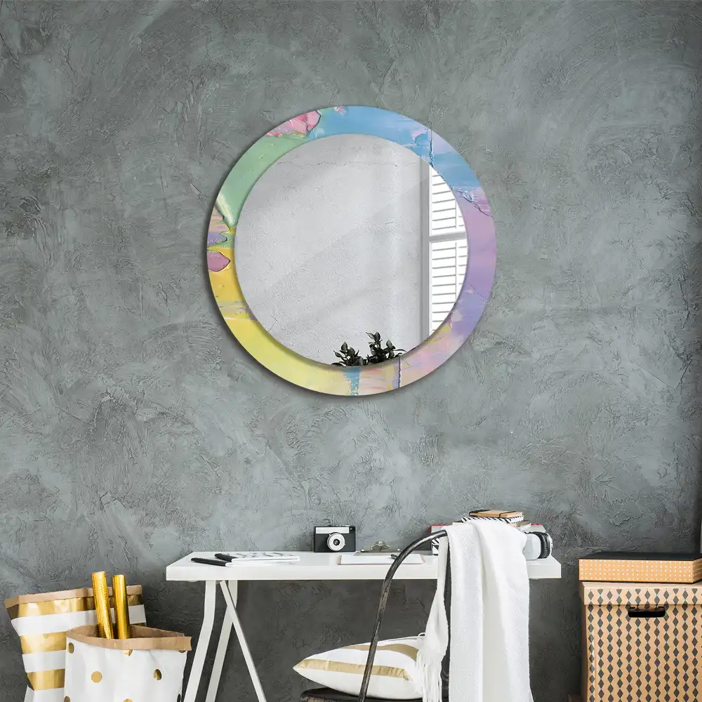 Miroir rond avec décoration texture de peinture à l'huile