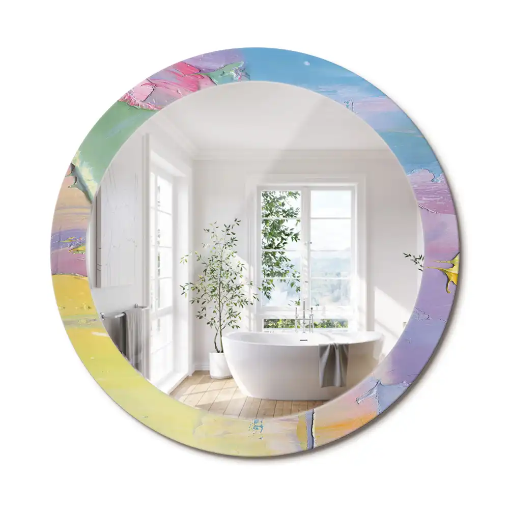 Miroir rond avec décoration texture de peinture à l'huile