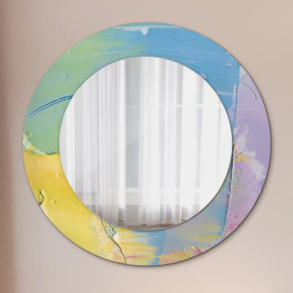 Miroir rond avec décoration texture de peinture à l'huile