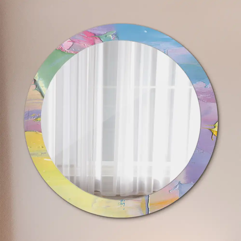 Miroir rond avec décoration texture de peinture à l'huile