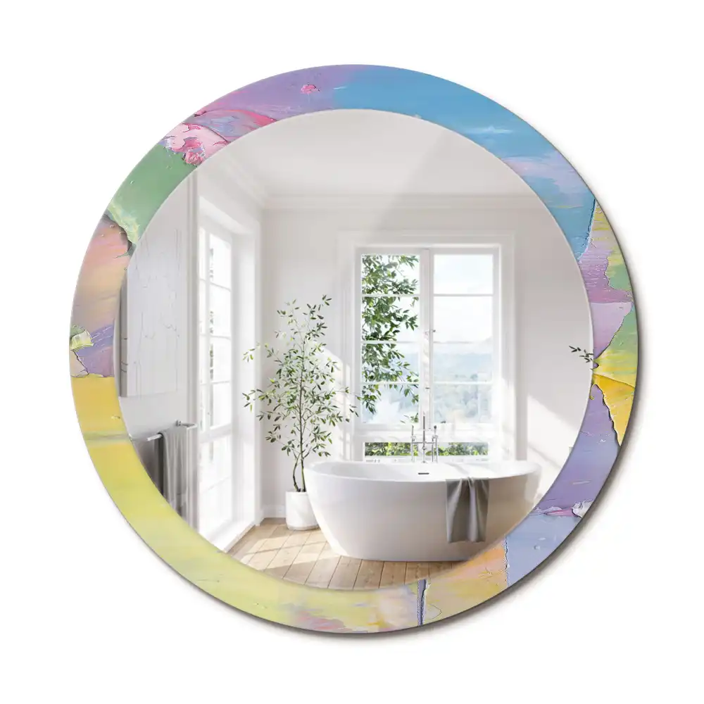 Miroir rond avec décoration texture de peinture à l'huile