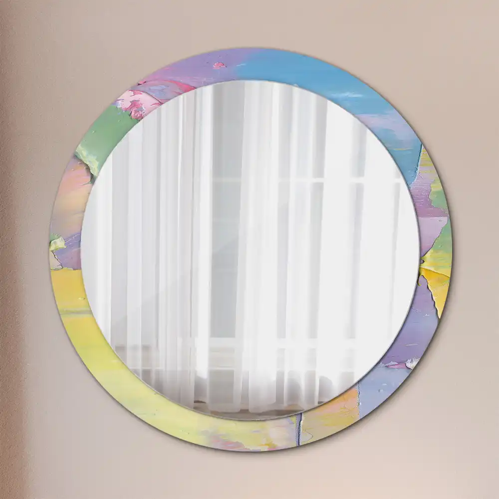 Miroir rond avec décoration texture de peinture à l'huile