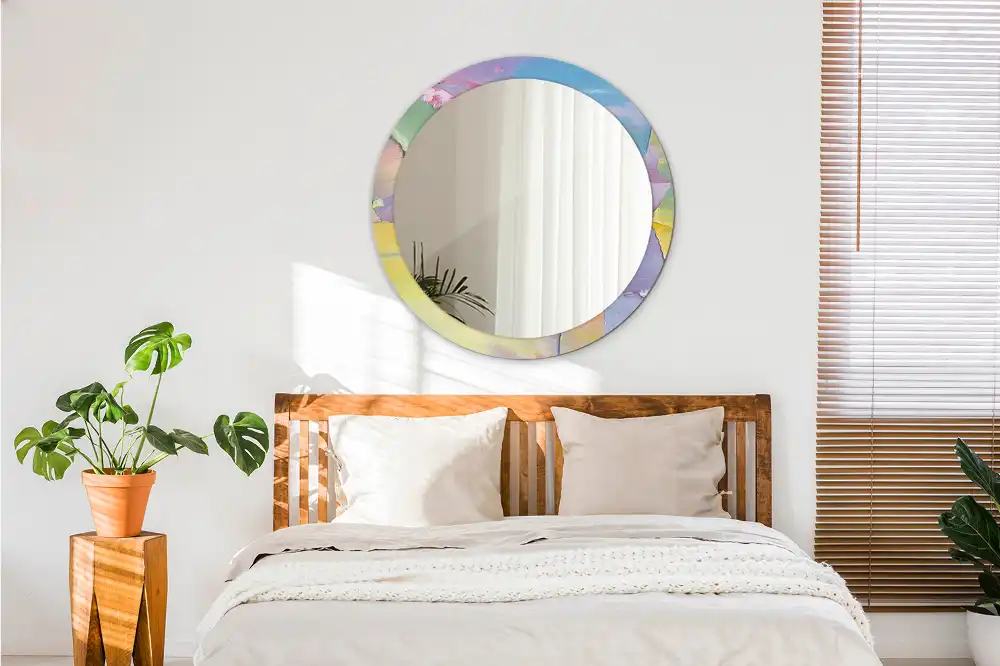 Miroir rond avec décoration texture de peinture à l'huile