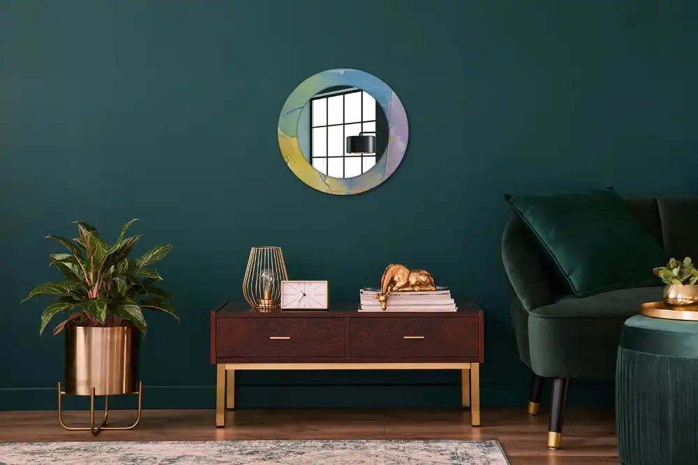 Miroir rond avec décoration texture de peinture à l'huile