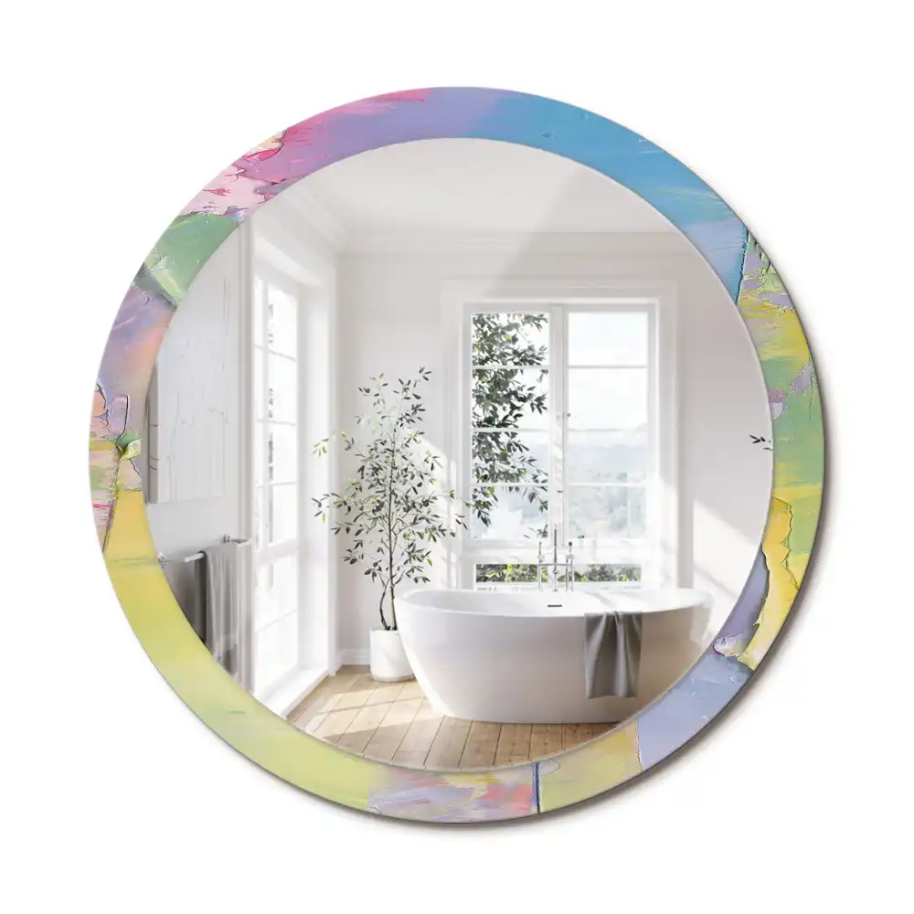 Miroir rond avec décoration texture de peinture à l'huile