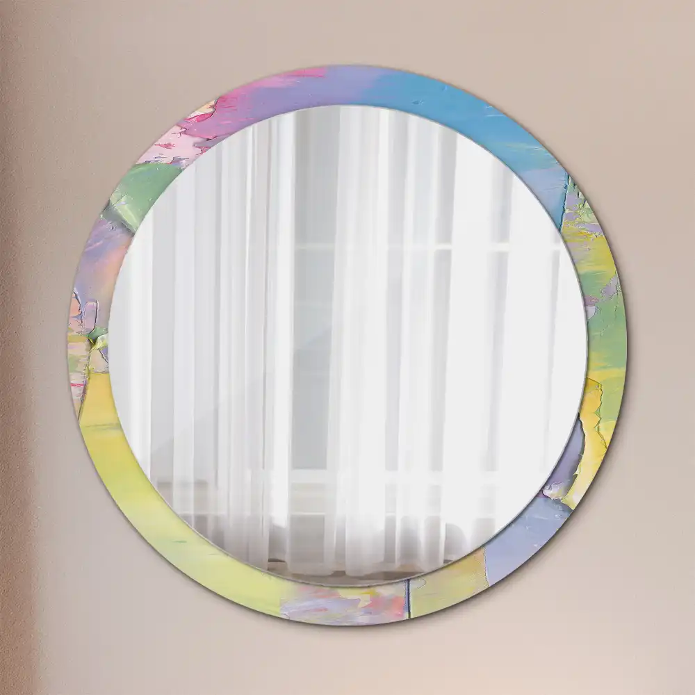 Miroir rond avec décoration texture de peinture à l'huile
