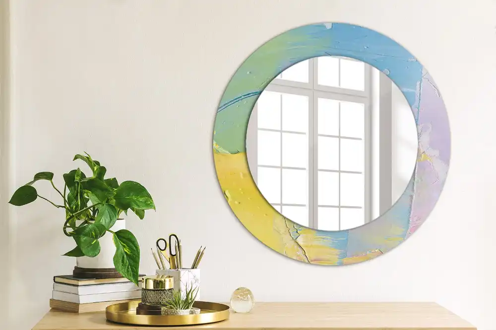 Miroir rond avec décoration texture de peinture à l'huile