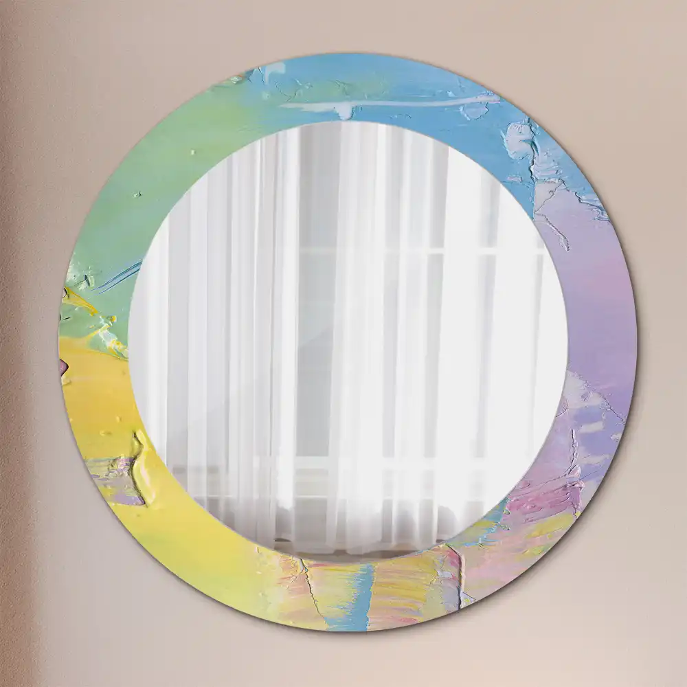 Miroir rond avec décoration texture de peinture à l'huile