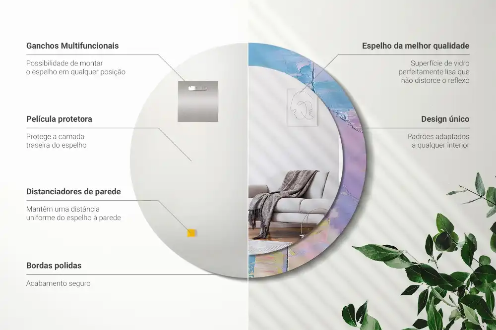 Miroir rond avec décoration texture de peinture à l'huile