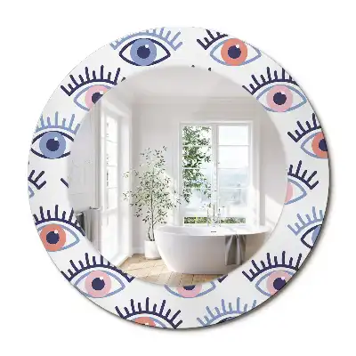 Miroir rond imprimé yeux