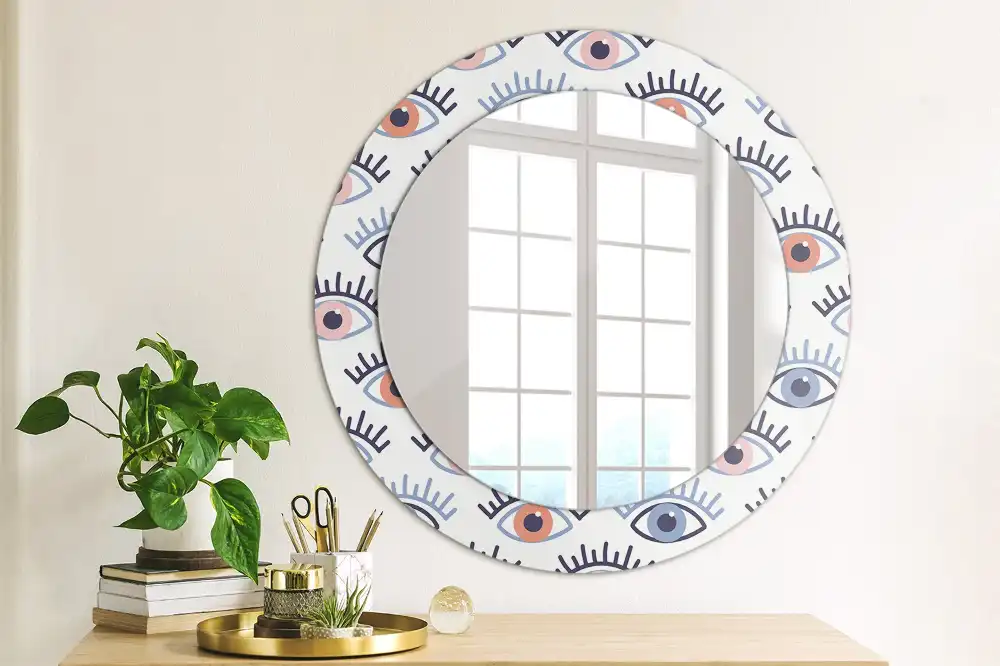 Miroir rond imprimé yeux