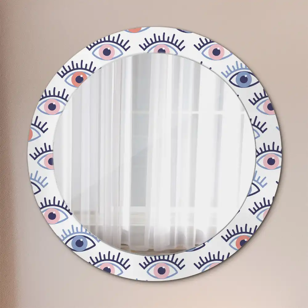 Miroir rond imprimé yeux