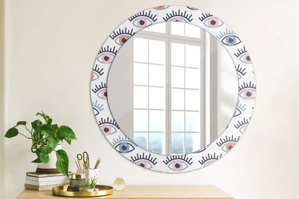 Miroir rond imprimé yeux