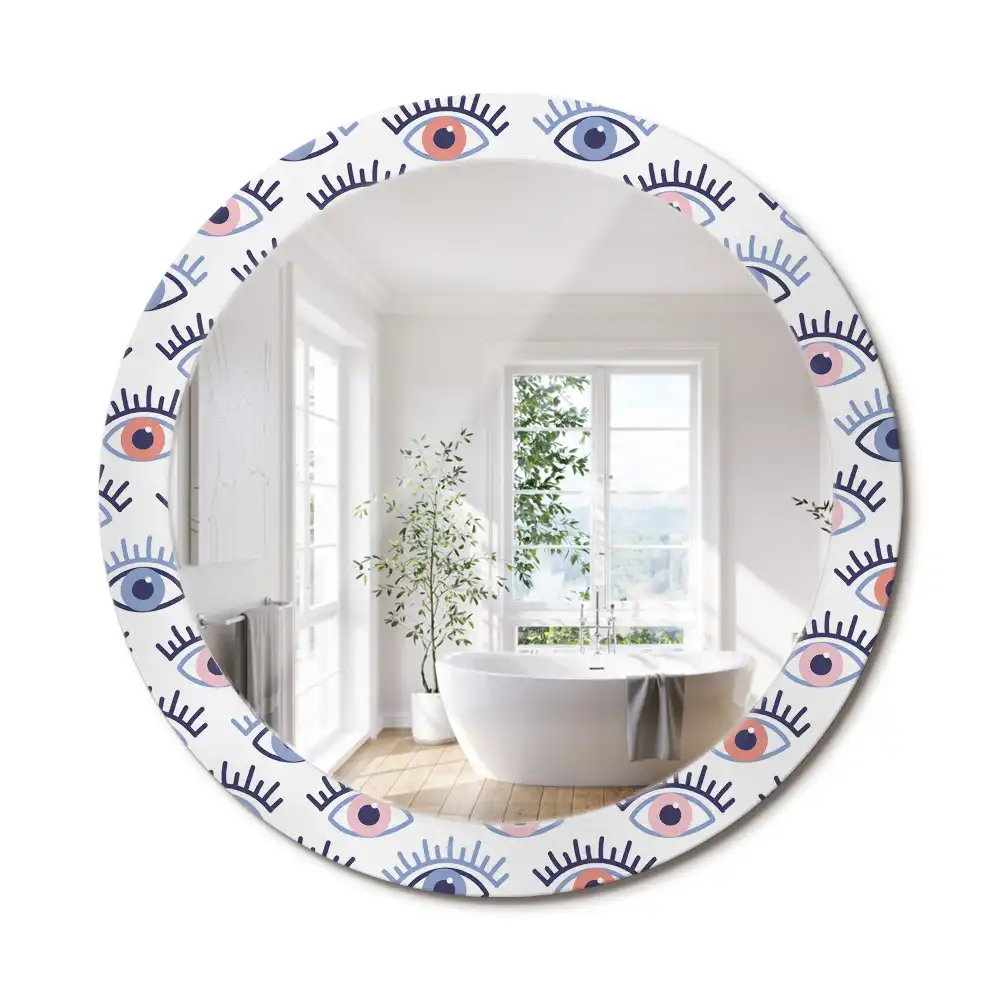 Miroir rond imprimé yeux