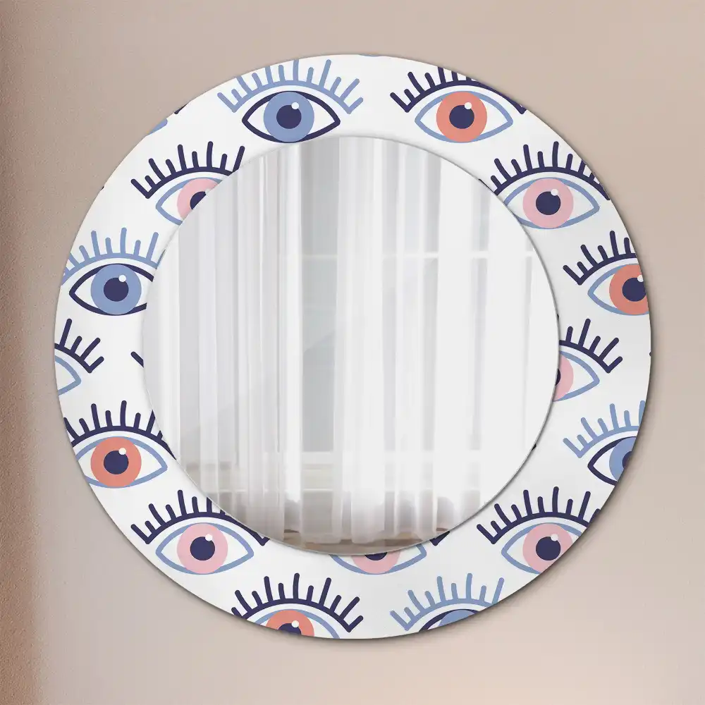 Miroir rond imprimé yeux