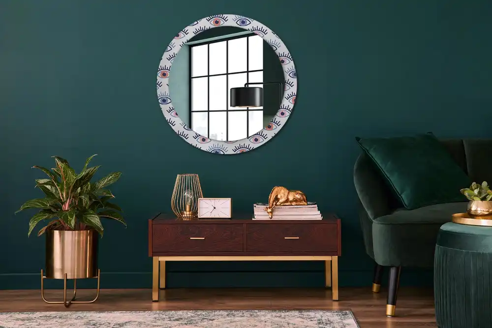Miroir rond imprimé yeux