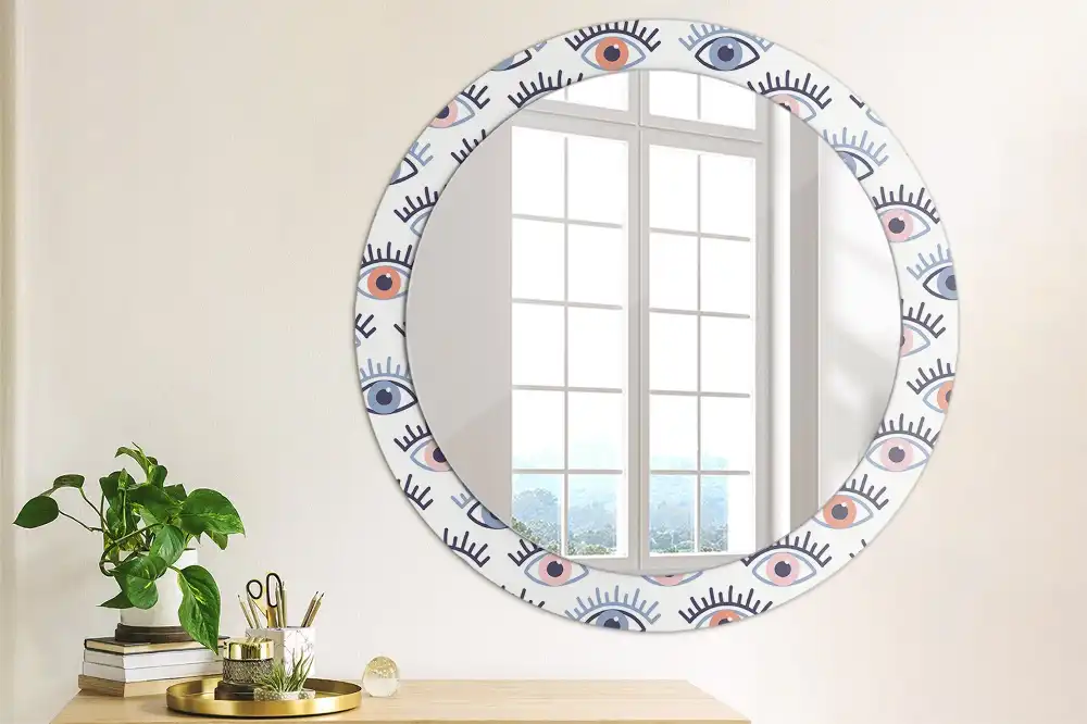 Miroir rond imprimé yeux