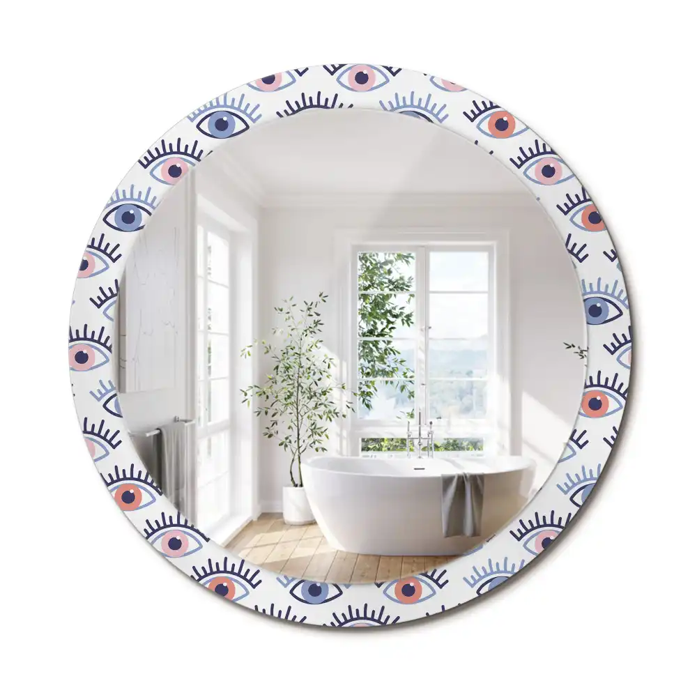 Miroir rond imprimé yeux