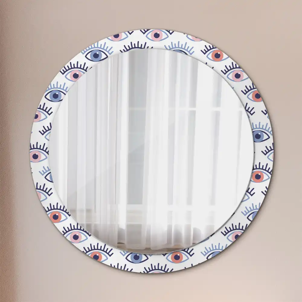 Miroir rond imprimé yeux