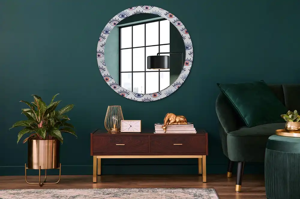 Miroir rond imprimé yeux