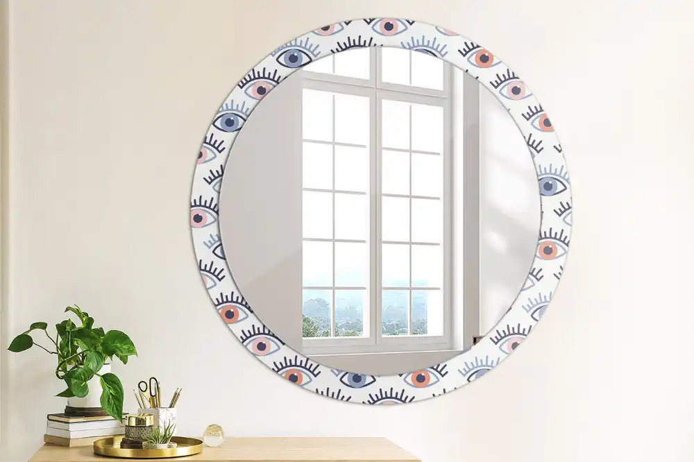 Miroir rond imprimé yeux