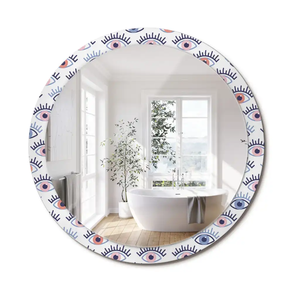 Miroir rond imprimé yeux