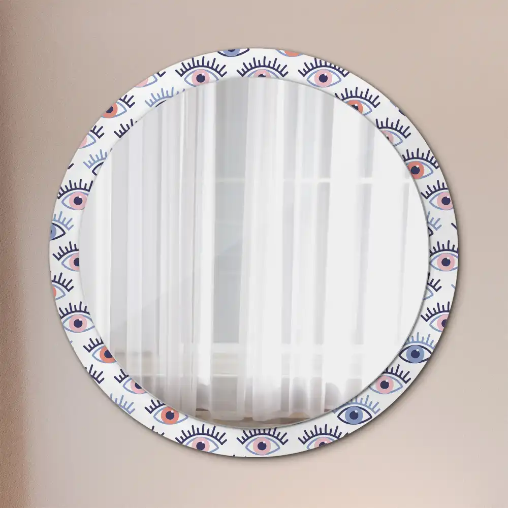 Miroir rond imprimé yeux