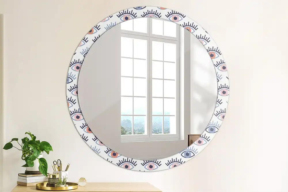 Miroir rond imprimé yeux