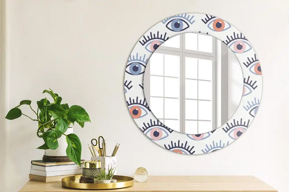 Miroir rond imprimé yeux
