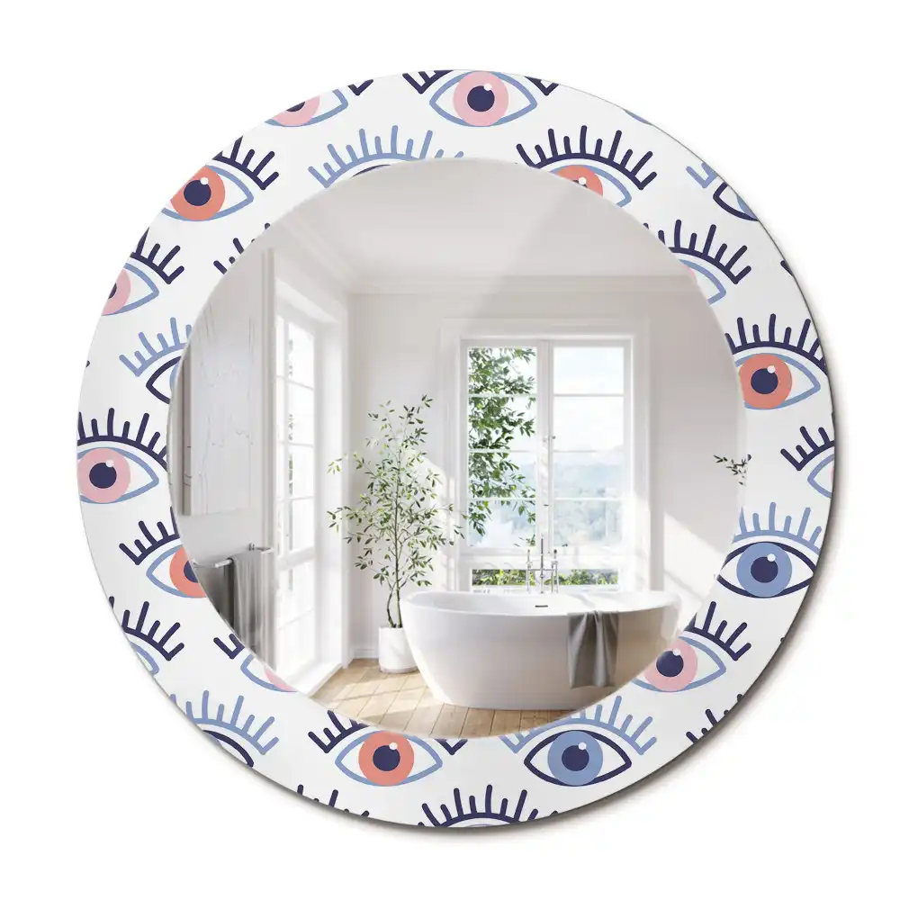 Miroir rond imprimé yeux