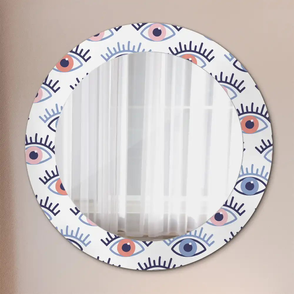 Miroir rond imprimé yeux